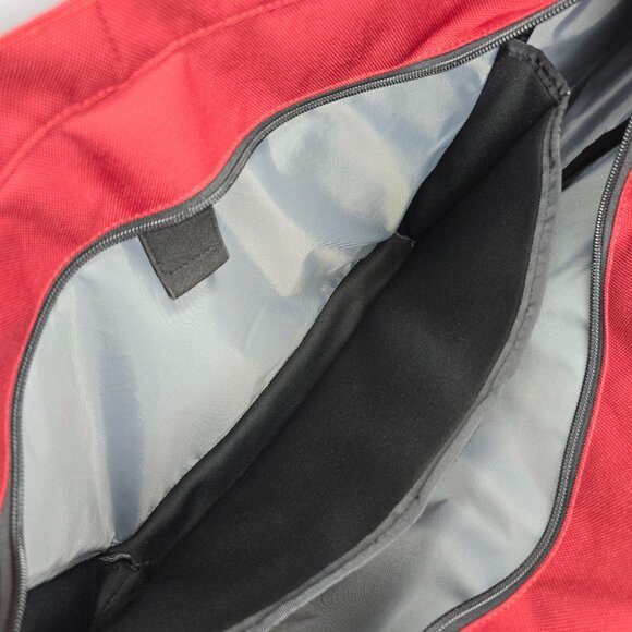 L.L. Bean Red Utility Tote Bag 15" Multiple Pockets Zipper Closure Polyester - Picture 8 of 12